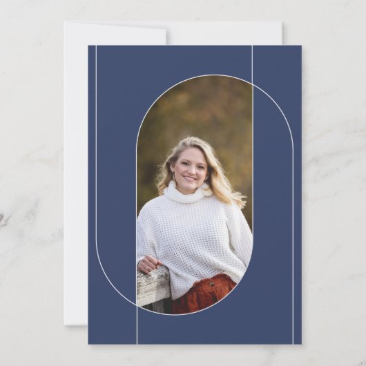 College Afstuderen Foto Blue Oranje Aankondiging (Achterkant)