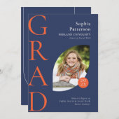 College Afstuderen Foto Blue Oranje Aankondiging (Voorkant / Achterkant)