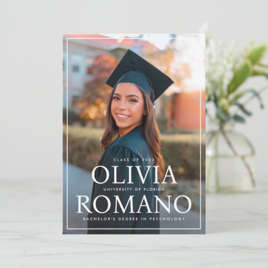 College Afstuderen Fotoaankondiging Kaart (Staand voorkant)