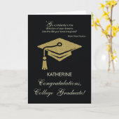 College Afstuderen Gefeliciteerd Black Gold Look Kaart (Gele Bloem)
