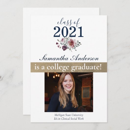 College Afstuderen Klasse van 20xx Mededelingskaar Aankondiging (Voorkant / Achterkant)