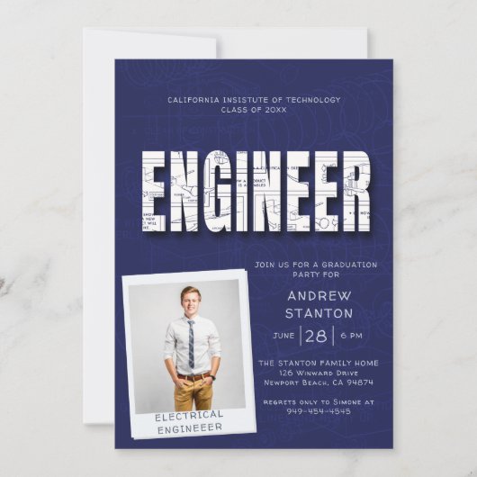 College Afstuderen Party Engineer Technologie Mari Kaart (Voorkant)