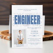 College Afstuderen Party Engineer Technology Blauw Kaart