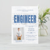 College Afstuderen Party Engineer Technology Blauw Kaart (Staand voorkant)