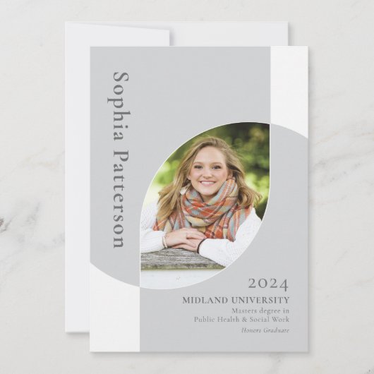 College Afstuderen twee foto grijs wit Aankondiging (Voorkant)