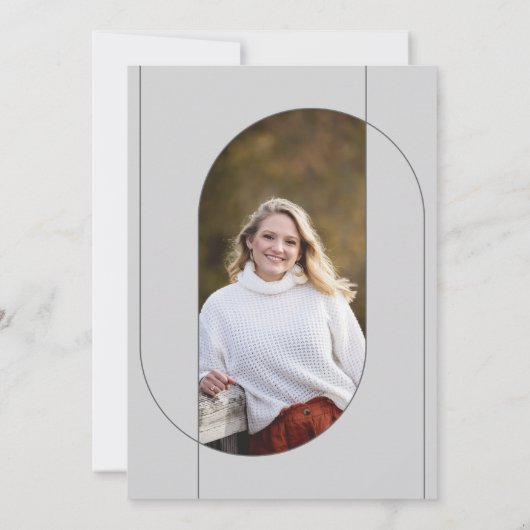 College Afstuderen twee foto grijs wit Aankondiging (Achterkant)