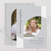 College Afstuderen twee foto grijs wit Aankondiging (Voorkant / Achterkant)