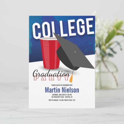 College Afstuderen Uitnodiging (Staand voorkant)