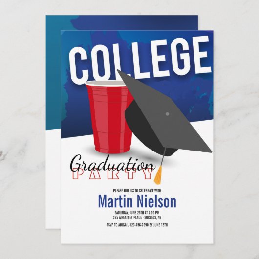 College Afstuderen Uitnodiging (Voorkant / Achterkant)