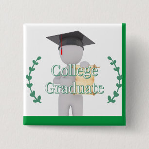 College Afstuderen Vierkante Button 5,1 Cm