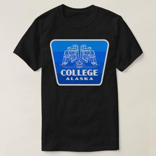 College Alaska Retro Bird Badge Blauw T-shirt (Design voorkant)