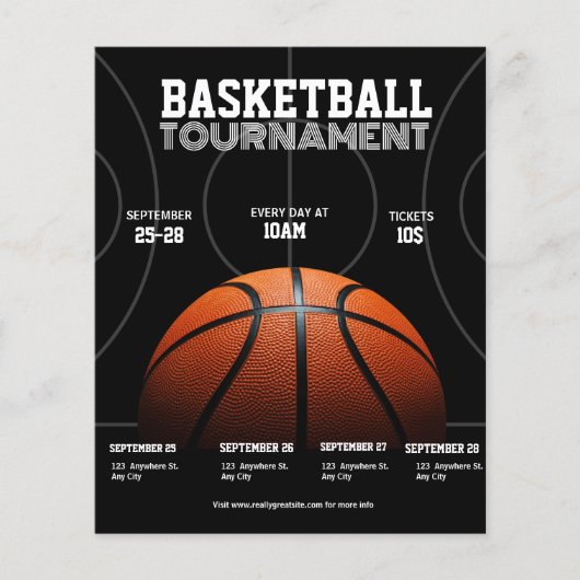 College Basketbal Toernooi, Basketbal Sport Flyer (Voorkant)