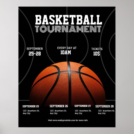 College Basketbal Toernooi, Basketbal Sport Poster (Voorkant)
