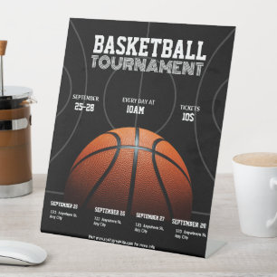 College Basketbal Toernooi, Basketbal Sport Reclamebord Met Voetstuk