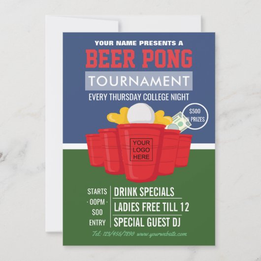 College Beer Pong Tournament add logo Ad (Voorkant)