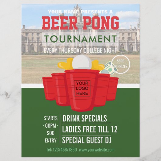 College Beer Pong Tournament voegt logo en foto to Flyer (Voorkant)