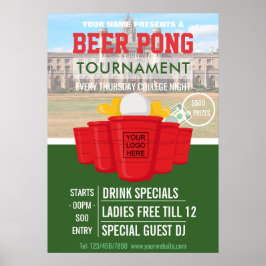 College Beer Pong Tournament voegt logo en foto to Poster