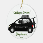 College Bond Vrouw Keramisch Ornament (Links)