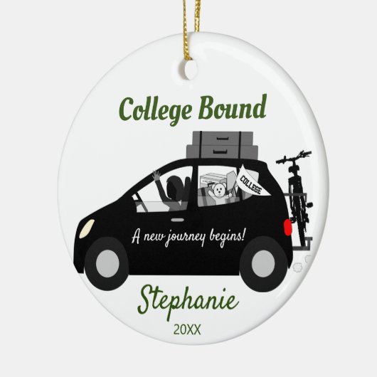 College Bond Vrouw Keramisch Ornament (Links)