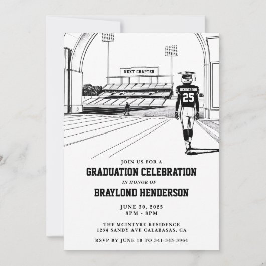 College Bound Football Player Afstuderen Kaart (Voorkant)