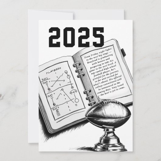 College Bound Football Player Afstuderen Kaart (Achterkant)