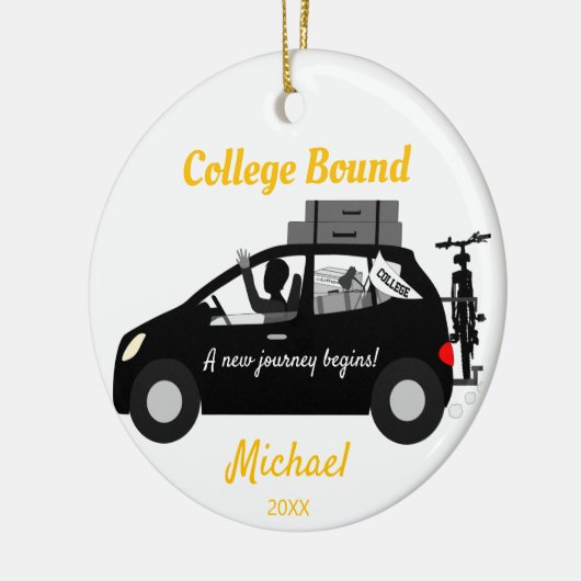 College Bound Male Keramisch Ornament (Links)