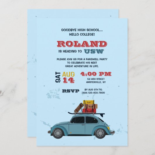 College Bound Trunk Party Kaart (Voorkant / Achterkant)