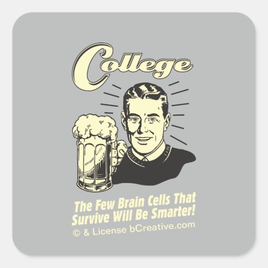 College: Brain Cells Survive Smarter Vierkante Sticker (Voorkant)