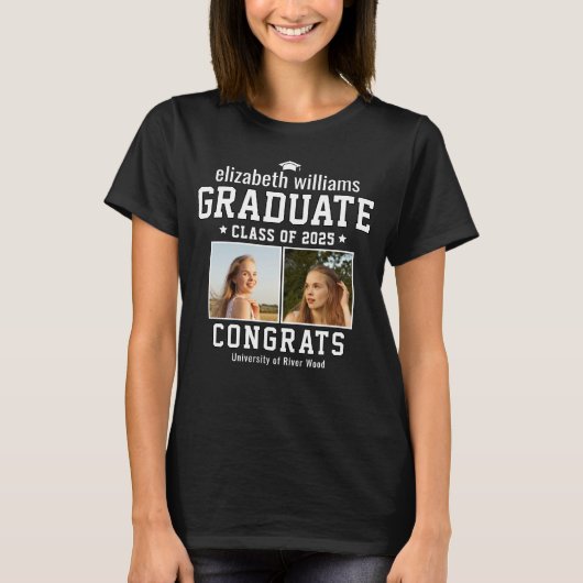 College Class of 2025 Afstuderen Naam T-shirt (Voorkant)