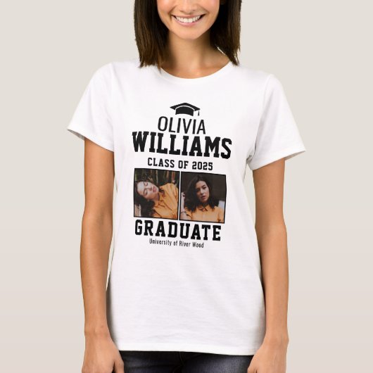 College Class of 2025 Afstuderen Naam T-shirt (Voorkant)