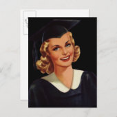  College Co-Ed Afstuderen Woman Aankondigingskaart (Voorkant / Achterkant)