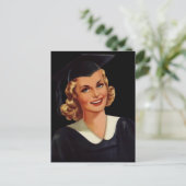  College Co-Ed Afstuderen Woman Aankondigingskaart (Staand voorkant)