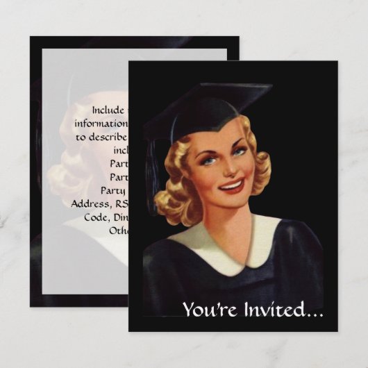  College Co-Ed Afstuderen Woman Kaart (Voorkant / Achterkant)