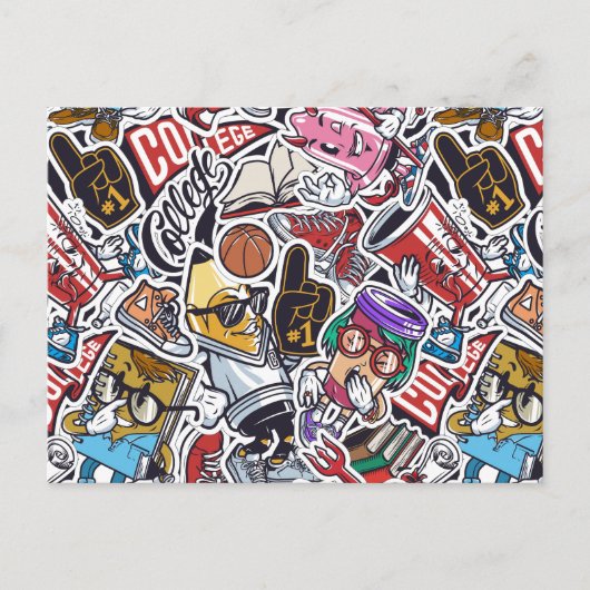 College Comics Patroon Briefkaart (Voorkant)