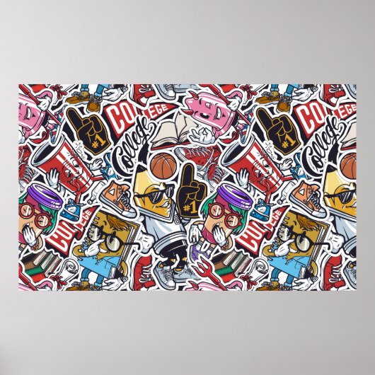 College Comics Patroon Poster (Voorkant)