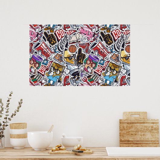 College Comics Patroon Poster (Keuken)