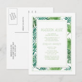 College Dorm Trunk Party Tropische bladeren White Uitnodiging Briefkaart (Voorkant / Achterkant)