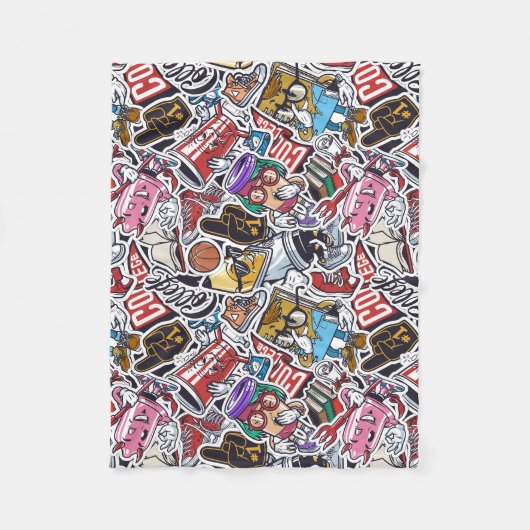 College Dynamic Art Urban Graffiti patroon Fleece Deken (Voorkant)