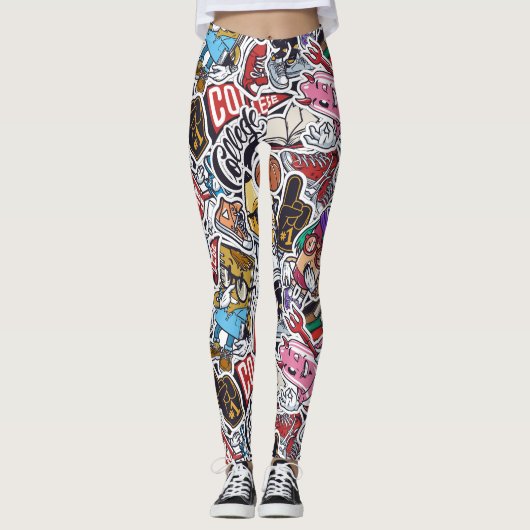 College Dynamic Art Urban Graffiti patroon Leggings (Voorkant)
