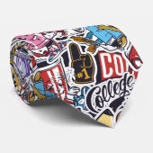 College Dynamic Art Urban Graffiti patroon Stropdas (Opgerold)