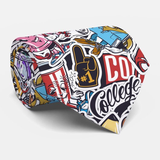 College Dynamic Art Urban Graffiti patroon Stropdas (Opgerold)