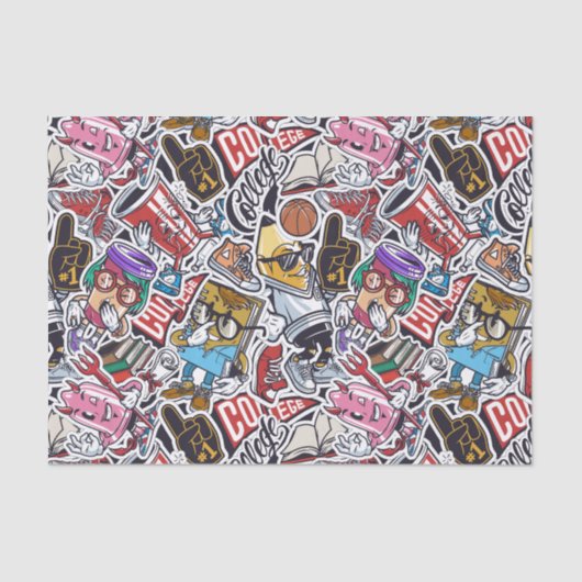 College Dynamic Art Urban Graffiti patroon Tissuepapier (Voorkant)