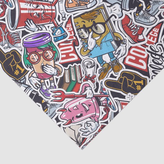 College Dynamic Art Urban Graffiti patroon Tissuepapier (Detail)