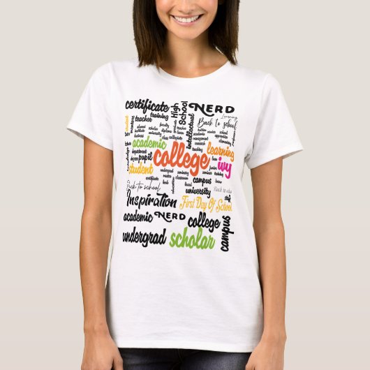 College Education Word Cloud patterns T-shirt (Voorkant)