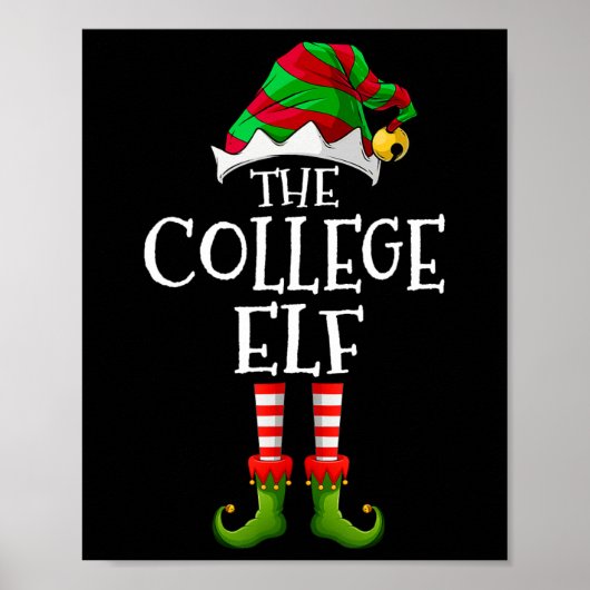 College Elf Leuk Bijpassend Pyjama Groep Kerstmis  Poster (Voorkant)