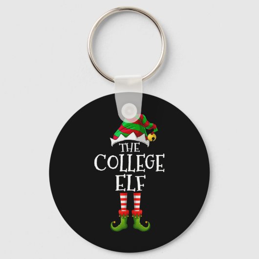 College Elf Leuk Bijpassend Pyjama Groep Kerstmis  Sleutelhanger (Voorkant)
