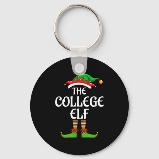 College Elf Matching Family Group Christmas Party Sleutelhanger (Voorkant)