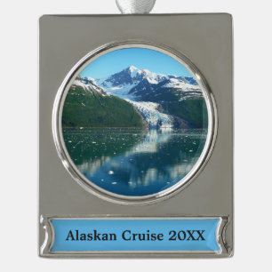 College Fjord I Beauful Alaska-fotografie Verzilverd Banner Ornament
