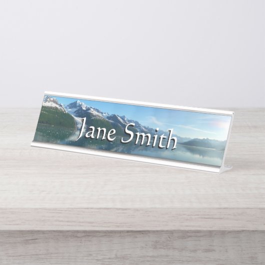 College Fjord II Beauful Alaska Fotografie Bureau Naambordje (Voorkant)