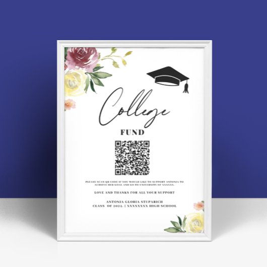 College fonds bloemenbord afstuderen printbaar bor poster